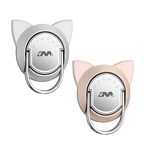 Cat Phine Ring Holder 2 Pack Phone Ring Stand for Magnet Car Mount Holder Phone Finger Ring Compatible for iPhone 12/iPad/Samsung/Huawei/LG and More Phones 2 Pack,Gold 